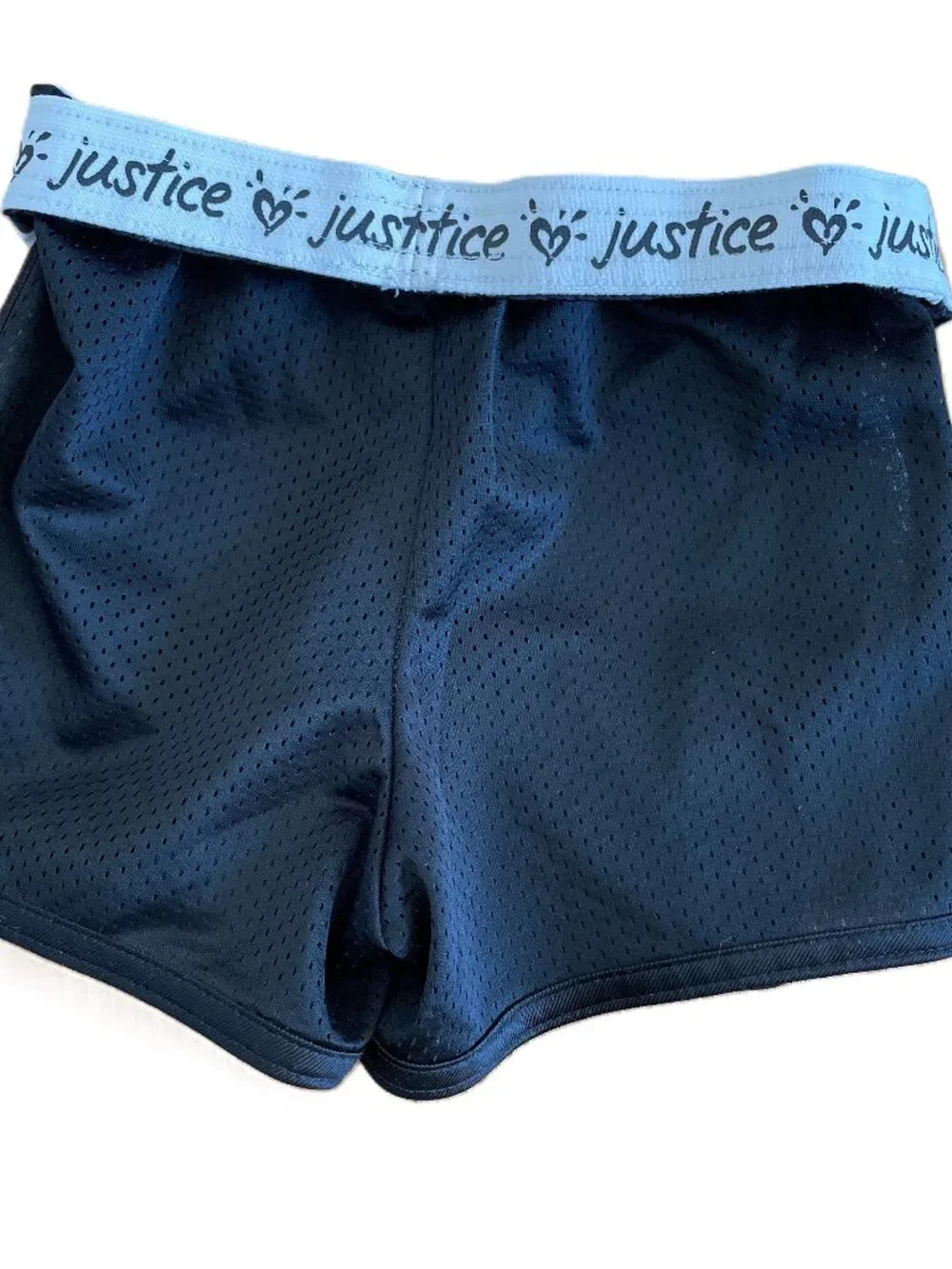 JUSTICE Active Mesh Athletic Shorts Black with White Side Stripes Girls Size 10